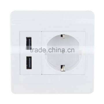 Europe type unique design 5V 2.1A 2 usb French wall socket for charging usb devices