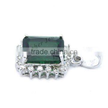 Wholesale White Gold Plated 925 Sterling Silver Charming Emerald Pendant photo-2