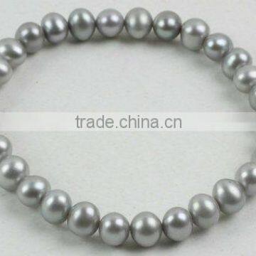 Grey potato pearls elastic bracelet 19cm