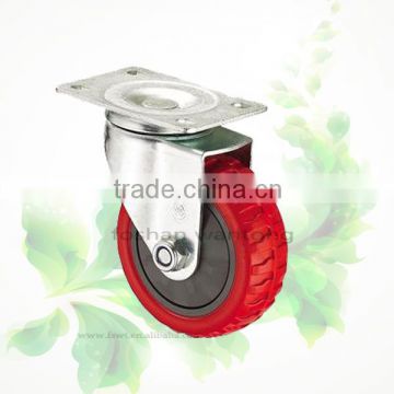 Red Polyurethane Casters Medium Duty Swivel Furniture Caster Wheel