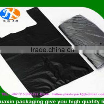 Black pe plastic shopping bag for packaging of garments with die cut handle china