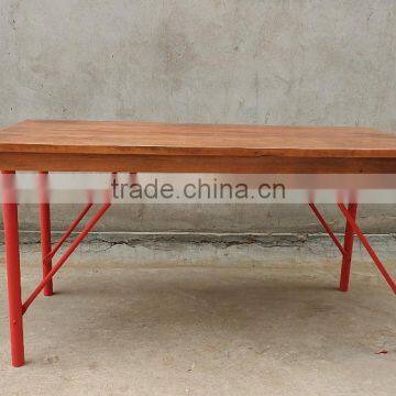 patio metal wood folding bench, Red Metal wood bench