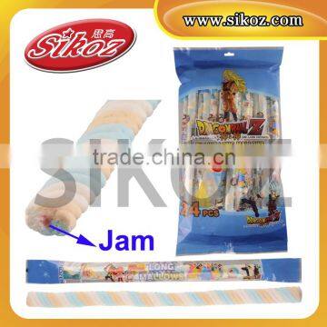 SK-M160 long twisted marshmallow candy with jelly jam