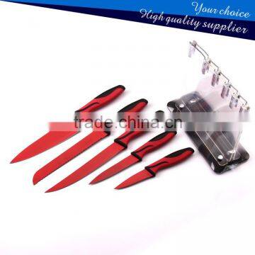 New Non-stick Chef Knife With Kitchen Acrylic Block Kitchen 5PCS Knife Set