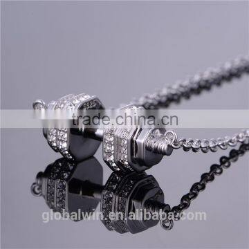 Factory Direct Sale 925 Sterling Silver Jewelry Personalized Name Necklace Dumbbell Pendant 925 dumbbell Pendant charms Jewelry