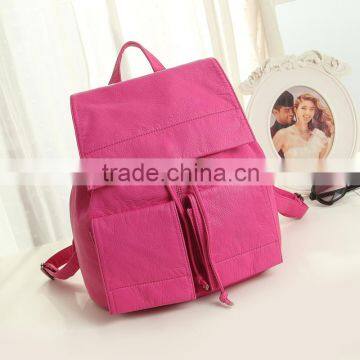 New Stylish britpop preppy style special design PU water-washed leather woman day backpack / student schoolbag