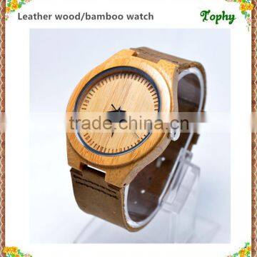 New Products 2016 Black Wood Wrist watches Men's Luxulry Brand Designer Real Leather Bamboo Wooden watches