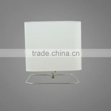 Chrome Plated Metal Base With White Fabric Square Lampshade Table Light Bedside Table Lamp Study Table Light