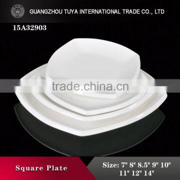 Hotel use dinner plate porcelain ceramic sqiare plate for restaurant