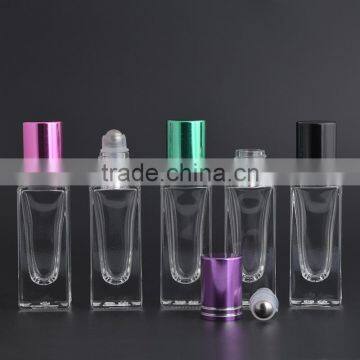 Wholesale 6ml Empty Rectangle Shaped Clear Glass Roll on Bottle With Aluminum Cap for Cosmetic Perfume Essential Oil Packaging photo-3