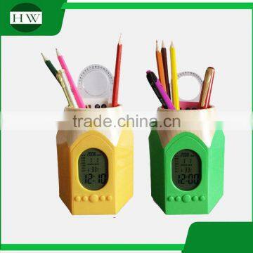 Charming Pencil Shaped Tip Pen Holder With Calendar And Electronic Alarm Clock photo-3