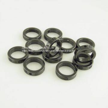 Cubic Glazed Zirconia Ceramic Ring Black Brushed 5mm