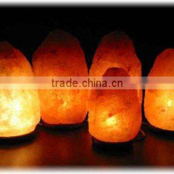 Naturally Shaped Himalayan Rock Salt lamp with Wooden base
