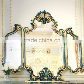 Neo-Classic French Style Peacock Green Bedroom Furniture Wooden Carving Dressing Table/ Antique Palace Dresser Makeup Table photo-2