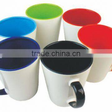 12oz sublimaiton Inner Handle color mug /sublimation cone shape mug