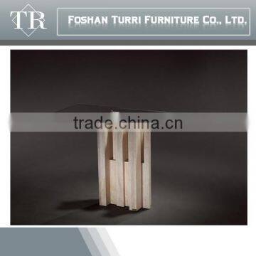 Antique Rectangle Travertine With Glass Center Table photo-3