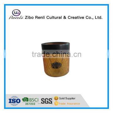 Amber Glass Tealight Lantern Candle Holder for Gardon Ornament photo-3