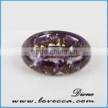 Pressed Dried Real Flowers Clear bangle women resin bracelet flower