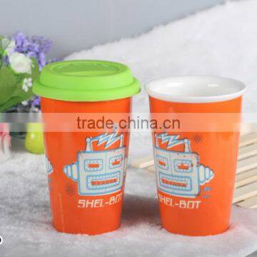 No Handle Custom Ceramic Travel Coffee Mug With Silicone Lid photo-5
