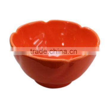 4.5"orange color flower shape hot sell ceramic fruit bowl