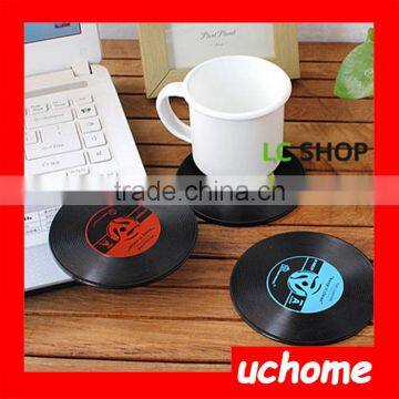 UCHOME Popular CD Record Design Shaped Nonstick Silicone Cup Coaster/ Drink Coasters photo-6