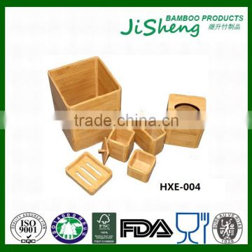 Set of 6 Bathroom Bamboo Products Soap Case Napkin Box