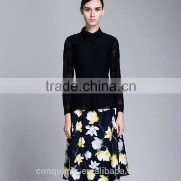 Spring Season Ladies Long Sleeve Elegant Lace Shirt photo-3