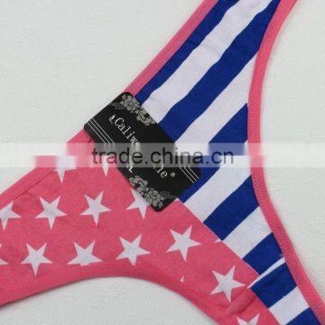 Stock Intimate Cotton National Flag Star Stripe Sey Panties String Lingerie Thongs g String Briefs Underwear Women Girls Summer photo-5