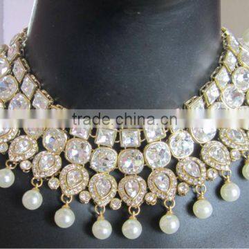 Kundan Pearl Choker Necklace Earring Set photo-2