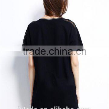 Fashion Women's Contracted Front Plastisol Printing Letters Embroidery Short Sleeve Longline T-shirt photo-6