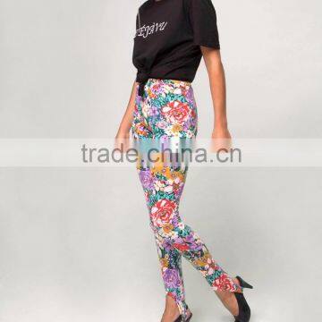 Flower Print Sublimation Print Fashion Leggings Polyester Spandex Strech Legging High Waist Foot Pants photo-2