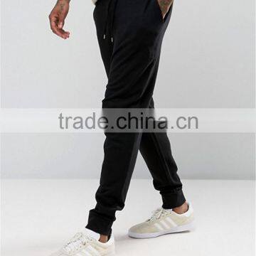 Plain Black 100 Cotton Men Drawstring Drop Crotch Joggers With Side Pockets Sport Pants photo-3