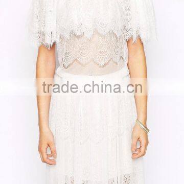 MGOO Design Vintage Boho Lace Off Shoulder Maxi Dress White Embroideered Elegant Bohemian Dress photo-3