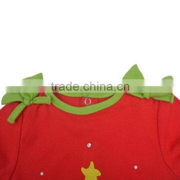 Ruffles Girls Romper Baby Girl Christmas Long Sleeve Bubble Romper photo-3