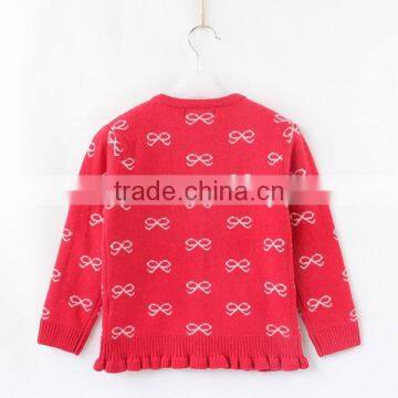 Fashion Ruffles Hem Girls Woolen Long Cardigan Sweater photo-2