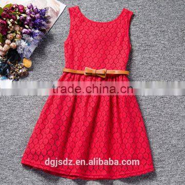 A007#Hot Sells Lace Baby Dress With Belt Kids Clothes Wholesale Princess Dress photo-3