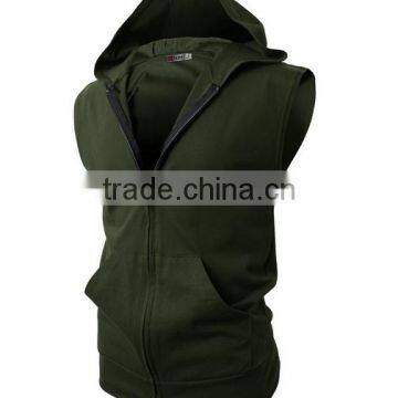 OEM New Design Cotton Plain Wholesale Sleeveless Hoodie Mens Dress Vest With Zip photo-6