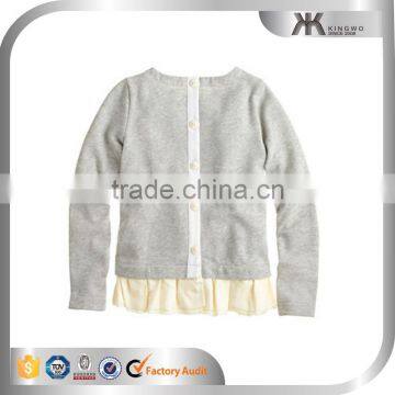 Children / Kids GIRLS' RUFFLE-TRIM SWEATSHIRT IN 100 % COTTON FLEECE & CHIFFON TRIM