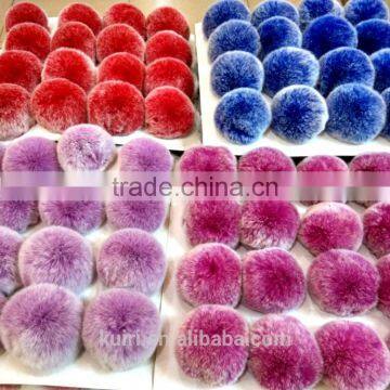 Fashion Charm Genuine Rex Rabbit Fur Pom Pom for Keychain/ Handbag Pendant - Red Frosted photo-2