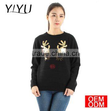 Christmas jumper sweater American style women glitter reindeer party knit sweater