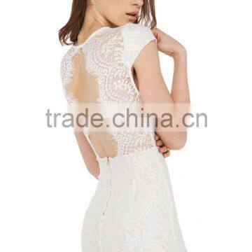 High Quality Short Sleeve Out Mini Lace Sexy Evening Dress photo-3