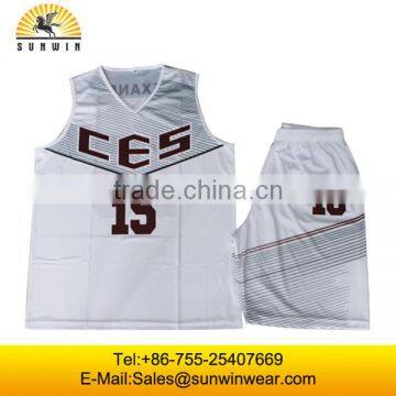 2016 popular style sublimate basketball jerseys 100%polyester basketball wear basketball sets white/black/red color