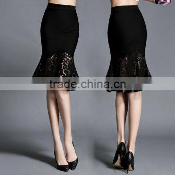 2016 Latest Fashion Midi Skirts Oem Lace Fishtail Pencil Sexy Women Skirt for Wholesale photo-2