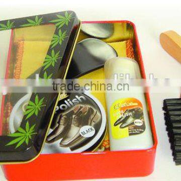 Manufacturer supply promotional gift shoe polish set tin box package