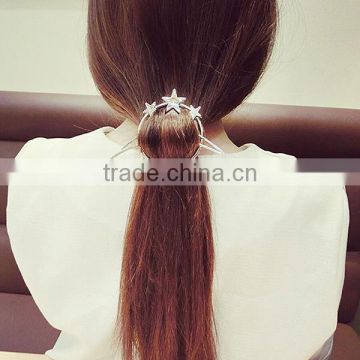 Wholesale Zinc Based Alloy Circle Ring Silver Tone Pentagram Star Wedding Hairpins