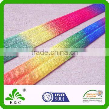 soft fabric foldover style thermal transfer printed elastic satin ribbon