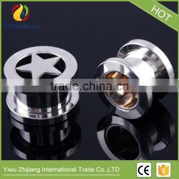 3 Colors Stainless Steel Pentagram Shape Channel Ear Plug photo-2