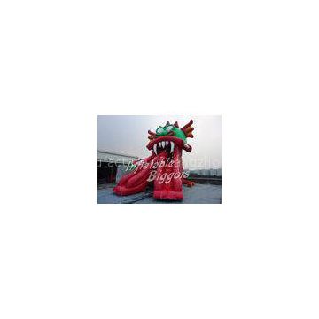 Outdoor Dragon Giant Inflatable Water Slide Red For Water Park , ASTM F963