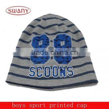 cheap knit pattern winter cap,winter printed letter caps, sport cap hat