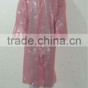 Disposable Coloured PE rain coat with hood